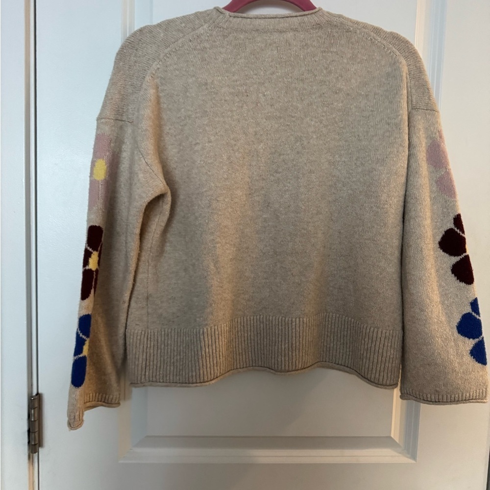 Madewell Belmore Floral-Sleeve Pullover Sweater in Coziest Textured Yarn - Picture 5 of 7